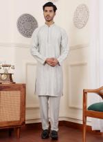 Silk Light Green Traditional Wear Embroidery Work Readymade Kurta Pajama